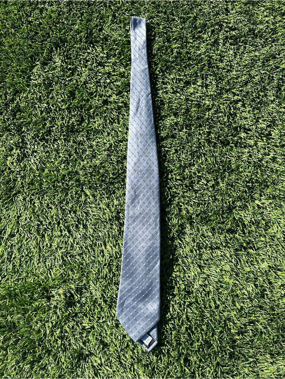 Geoffrey Beene Light Blue Diamond-Grid Silk Tie
